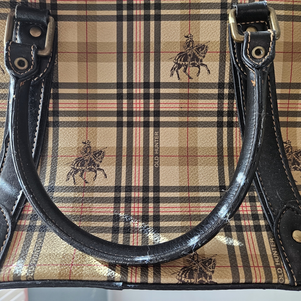 Plaid Handbag with Black Accents - Picture 8 of 10